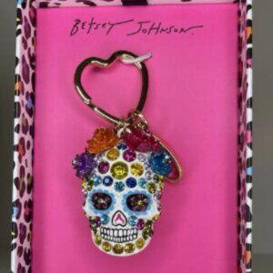 Betsey Johnson Sugar Skull Pave Jeweled Bag Charm/Keychain – Day of the Dead